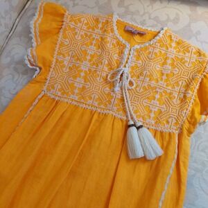 NEW! Calypso St Barth Women's  Embroidered Cotton Shift Dress Orange XS